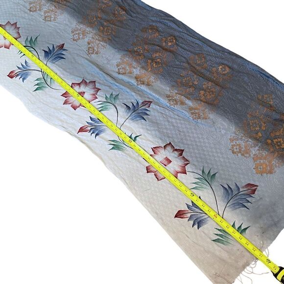 Handloom House silk floral saree stole scarf wrap - Picture 9 of 11